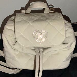 Juicy couture Quilted Heart-Emblem Cream Backpack Tote